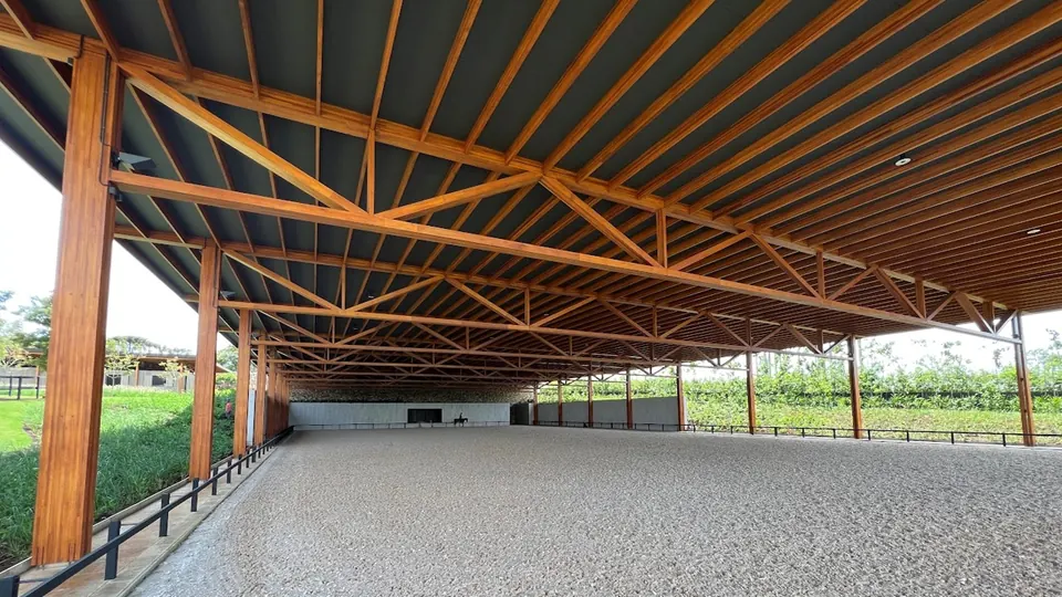 Forty-meter timber roof truss